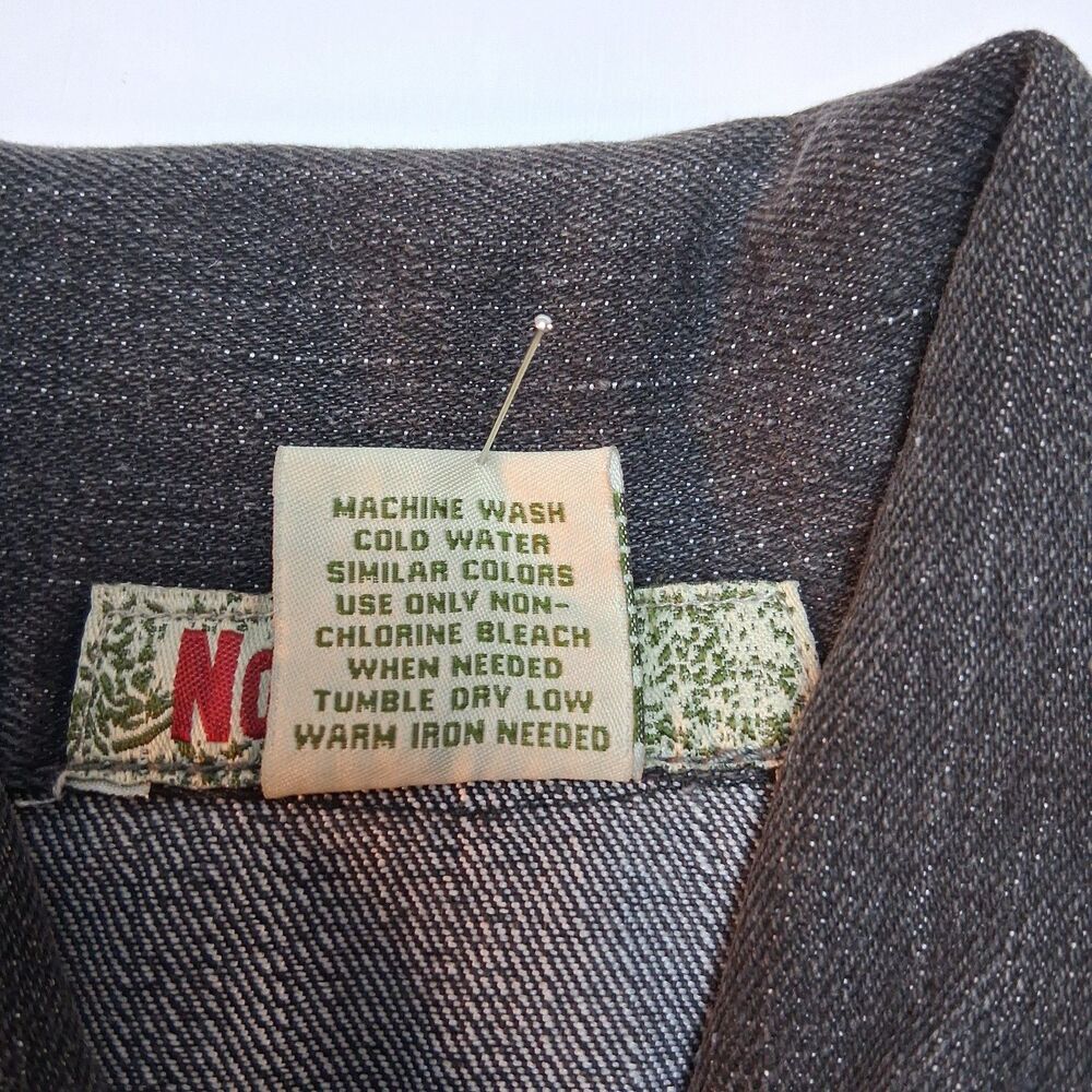 VTG Denim Jacket Womens M Black Faded Jean Biker Trucker Motorcycle Crop Y2K - Picture 3 of 7